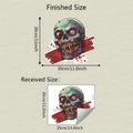 Detalle del tamaño real y dimensiones de pared del adhesivo de calavera zombie terror - 30*35cm/fun-f770 107 Blanco Crema