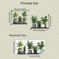 Detail view of tropical plant wall stickers with sheet and finished size dimensions - 30x39cm x 2 Sheets