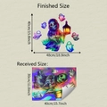 Detailed view of iridescent Halloween reaper and ghost wall decals with product dimensions - Colorful Laser (fun-f807) / 30x40cm