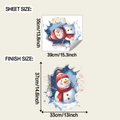 Detail view showing sheet size 35x39cm and finish size 37x33cm of 3D Christmas snowman decal - 35*39cm (fun-f822)