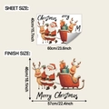 Detail of Santa and reindeer wall sticker showing sheet size and finished dimensions - 40x60cm (fun-e319)
