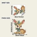 Dimensions détaillées du sticker cerf de Noël montrant la taille de planche et de finition - 35*39cm