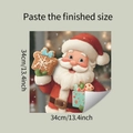 Detail of Santa Claus dishwasher sticker showing 34x34cm size and adhesive peeling edge - 34x34cm