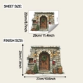 Dettaglio dimensioni adesivo natalizio con porta in pietra e grafica a ghirlanda festiva - Porta in Legno Muro di Pietra di Natale (fun-f824) / 22*29cm