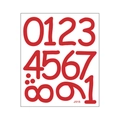 Colorful DIY number stickers for kids room featuring red round digits 0-9 and J515 code - Red Precision Carved