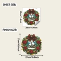 Guide détaillé des dimensions pour stickers muraux de Noël montrant les tailles finales - Style Couronne de Noël Chalet de Neige (fun-f819)