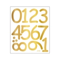 Golden metallic number stickers 0-9 set on white background with reflective foil finish - 24*28.5cm/j515 Gold Carving