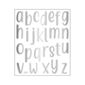 Silver metallic lowercase English letter stickers for notebooks and DIY decoration - 24x28.5cm / Silver