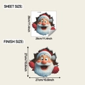 Detailed size specifications for 3D Christmas wall sticker with Santa breaking through wall - 29*29CM (fun-f829)