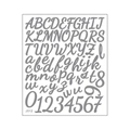 Graue Kalligraphie Alphabet und Zahlen Aufkleber für DIY Tagebücher J512 - 24x28.5cm / Grau