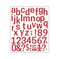Foglio adesivi rossi con lettere minuscole e numeri DIY per diari e decoro, stile J507 - 24*28.5cm / Rosso