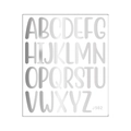 DIY silver metal alphabet stickers set A-Z in rounded artistic font style J502 - Silver