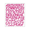 Artistic cursive alphabet and number stickers in bright rose red for DIY journal decor - 24x28.5cm / Rose Red