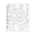 Silver metallic cursive letter and number stickers for DIY crafts and journaling - 24x28.5cm / Silver