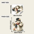 Gedetailleerde blad- en afwerkingsmaat voor de kerstman sneeuwpop muursticker decoratie - Kerst Sneeuwpop Bloem Fruit (fun-f836) / 35x39cm
