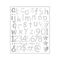 Silver metallic alphabet and number sticker set including letters, symbols and stars - Silver