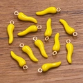 Yellow chili pepper charm pendant in KC gold alloy for DIY jewelry making - Yellow