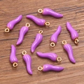 Purple chili pepper charms made of alloy and oil drip enamel for DIY jewelry crafts - Purple