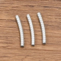 Three-piece set of curved stainless steel spacer beads with textured finish for DIY jewelry - 2x20mm / Steel