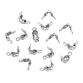 Silver stainless steel bead tips and calottes for jewelry making on white background - 2x5mm / Steel