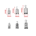 Size chart showing 8mm, 10mm, and 12mm stainless steel barrel cord ends for DIY jewelry - Large Style / Steel