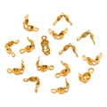 Polished gold stainless steel fold-over cord end connectors for jewelry making - 2x5mm / Gold