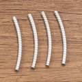Silver stainless steel textured curved tube beads for DIY jewelry making accessories - 2x30mm / Steel