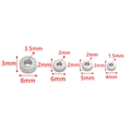 Macro detail of knurled stainless steel spacers in four sizes for DIY jewelry making - 2X4X1.5mm / Steel