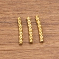 Three pieces of gold twisted texture stainless steel curved tube beads for DIY jewelry - Small (2X15mm) / Gold