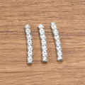 Three long silver geometric faceted stainless steel tube beads for DIY jewelry making - Small (2X15mm) / Steel