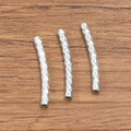 Silver stainless steel curved tube beads with embossed diamond texture for DIY jewelry - Medium (2X20mm) / Steel