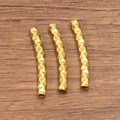 Three curved gold-tone stainless steel beads with embossed diamond texture for DIY jewelry - Large (2X25mm) / Gold