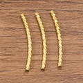 Three faceted golden stainless steel curved tube beads for DIY jewelry making - Extra Long (2X30mm) / Gold