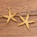 Two gold-plated starfish charms made of 304 stainless steel with lifelike textures - 27x30mm / Gold No.1