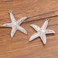 Ocean-themed 304 stainless steel starfish pendant charms in polished silver finish - 37x41mm / Style 2 Steel Color