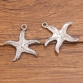 Colgantes de estrella de mar en acero inoxidable plateado con textura para joyería - Estilo 3 Color Acero