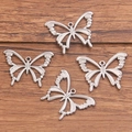 Set de 4 colgantes de mariposa de plata en acero inoxidable 304 para creación de joyas - Estilo mariposa filigrana plateada