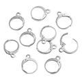 Polierte silberne Edelstahl-Ohrhaken mit kleinen Aufhängeschlaufen für Schmuck - Dünner Runder Stil / 12x15mm / Stahlfarben