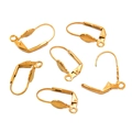 Set aus goldenen Ohrhaken mit Blattdekor aus poliertem Edelstahl für Schmuckherstellung - Muschel-Stil / 12x19mm / Gold