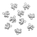 Dijes de elefante de acero inoxidable plateado para fabricación de joyas artesanas - Elefante (1J2-29) / 9mm x 9mm / Color acero