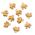 Set de 10 colgantes de elefante en acero inoxidable dorado para hacer joyas - Elefante (1J2-29) / 9mm x 9mm / Dorado