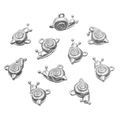 Set de 10 dijes de caracol en acero inoxidable plateado para creación de joyas y manualidades - Caracol (1J2-31) / 9mmx14mm / Color acero