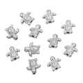 Set of 11 silver stainless steel turtle beads with shell texture for DIY jewelry making - Steel Turtle