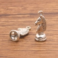 Pendentifs breloques cavalier échecs en alliage zinc argent antique pour bijoux et porte-clés - Pendentif Chevalier N° 2 (Argent Antique N° 2, 8x21mm, 1,4g)