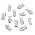 DIY silver stainless steel fish shaped beads with detailed scales for jewelry making - Steel Color Fish