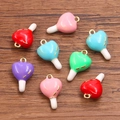 Colorful 3D heart-shaped lollipop alloy charms with gold loops for DIY jewelry - Mixed Random Heart