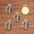 Vijf ovale bruine emaille KC goudkleurige bedeltjes voor DIY sieraden maken - 1 stuk / Donkere Koffieboon (10x15mm 0.4g)