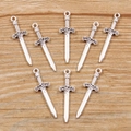 Set of 8 antique silver sword and dagger charms for DIY jewelry and crafting - Antique Silver Approximately 1g
