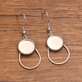 Silver stainless steel French ear hooks with round tray and teardrop geometric frames - Teardrop / 12mm / Silver