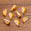 DIY jewelry charms featuring vibrant orange fruit slices with orange enamel and alloy finish - Orange Fruit